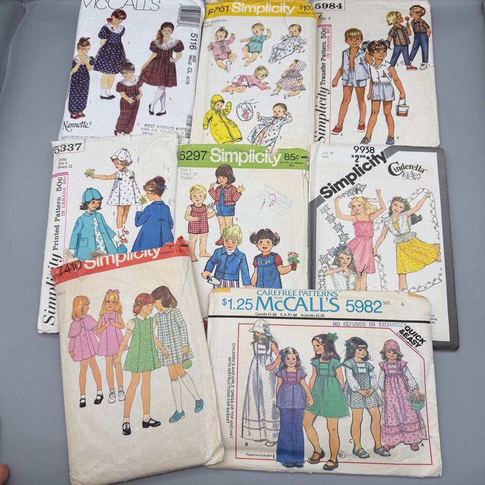 Vintage lot Sewing Patterns CUT complete Simplicity McCalls 1960s -90s Kids Size